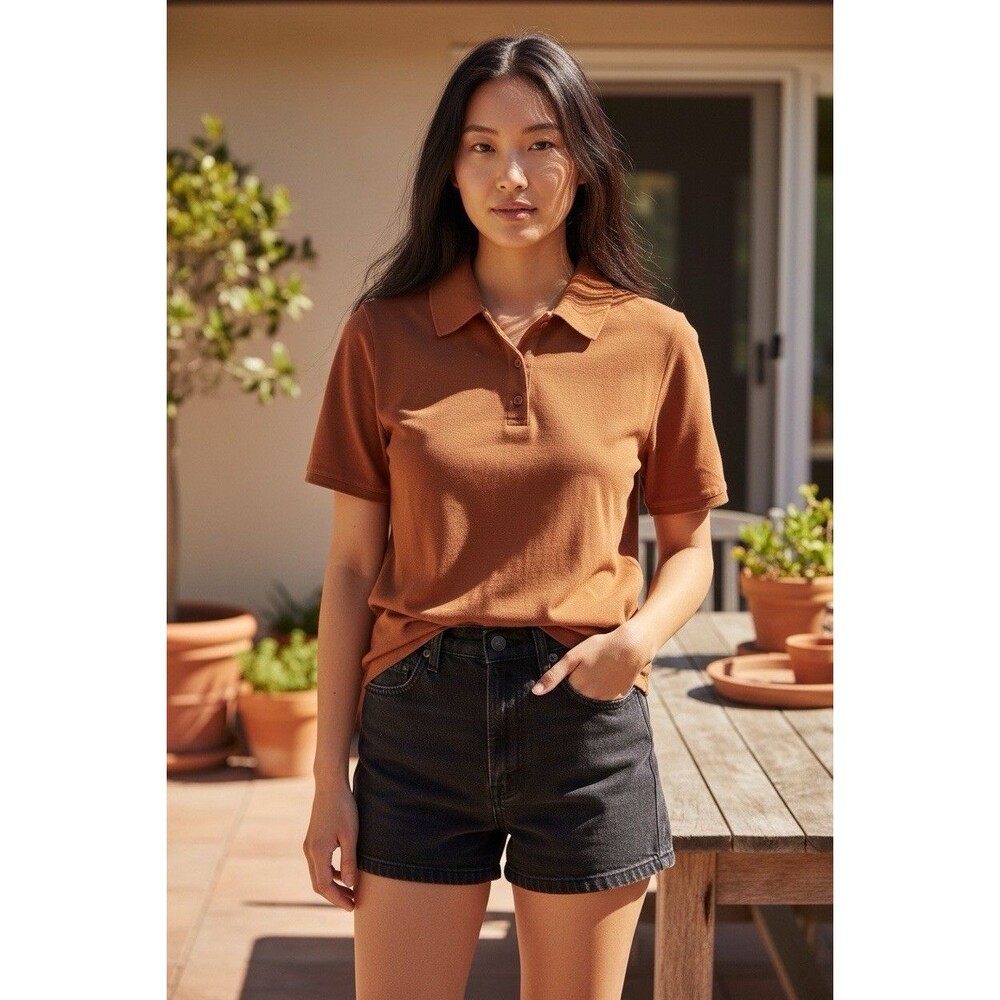 Everlane Unisex Pique Polo Shirt Orange Size Small Sporty Outdoors Organic Top